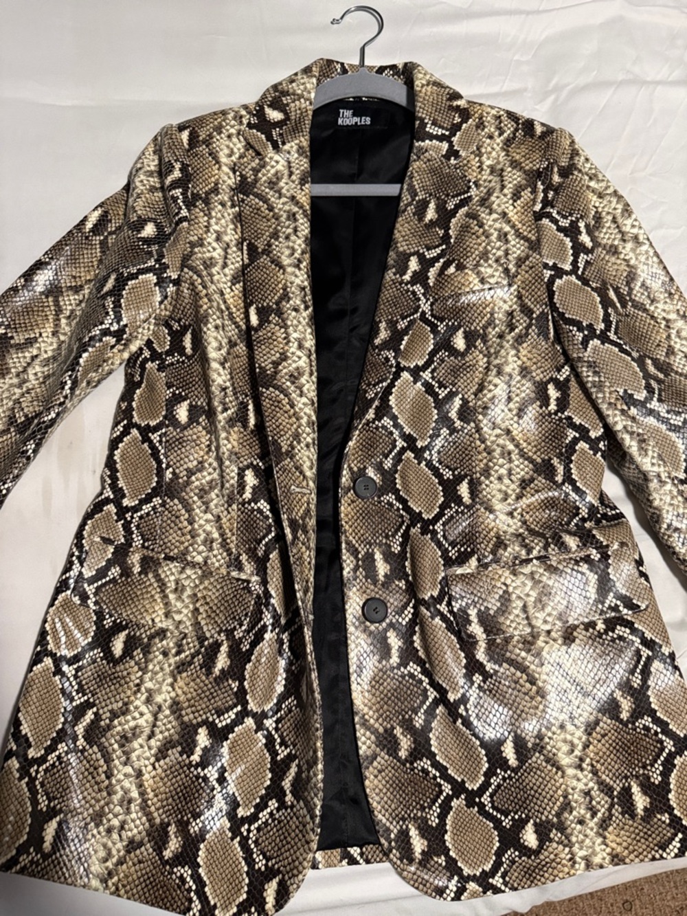 The Kooples Women’s Snake-Print Blazer Jacket in Brown and Black